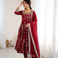 Embroidered Faux Georgette Anarkali Gown Set with Dupatta