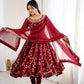 Embroidered Faux Georgette Anarkali Gown Set with Dupatta