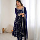 Embroidered Faux Georgette Anarkali Gown Set with Dupatta