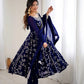Embroidered Faux Georgette Anarkali Gown Set with Dupatta