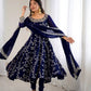 Embroidered Faux Georgette Anarkali Gown Set with Dupatta
