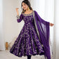 Embroidered Faux Georgette Anarkali Gown Set with Dupatta