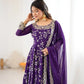 Embroidered Faux Georgette Anarkali Gown Set with Dupatta