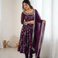 Embroidered Faux Georgette Anarkali Gown Set with Dupatta