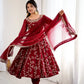 Embroidered Faux Georgette Anarkali Gown Set with Dupatta