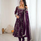 Embroidered Faux Georgette Anarkali Gown Set with Dupatta
