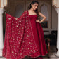 Embroidered Faux Georgette Anarkali Gown Set with Dupatta