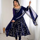 Embroidered Faux Georgette Anarkali Gown Set with Dupatta