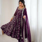 Embroidered Faux Georgette Anarkali Gown Set with Dupatta