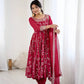 Embroidered Faux Georgette Anarkali Gown Set with Dupatta