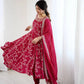 Embroidered Faux Georgette Anarkali Gown Set with Dupatta