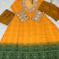 Embroidered Faux Georgette Anarkali Kurti Pant Set with Bustier