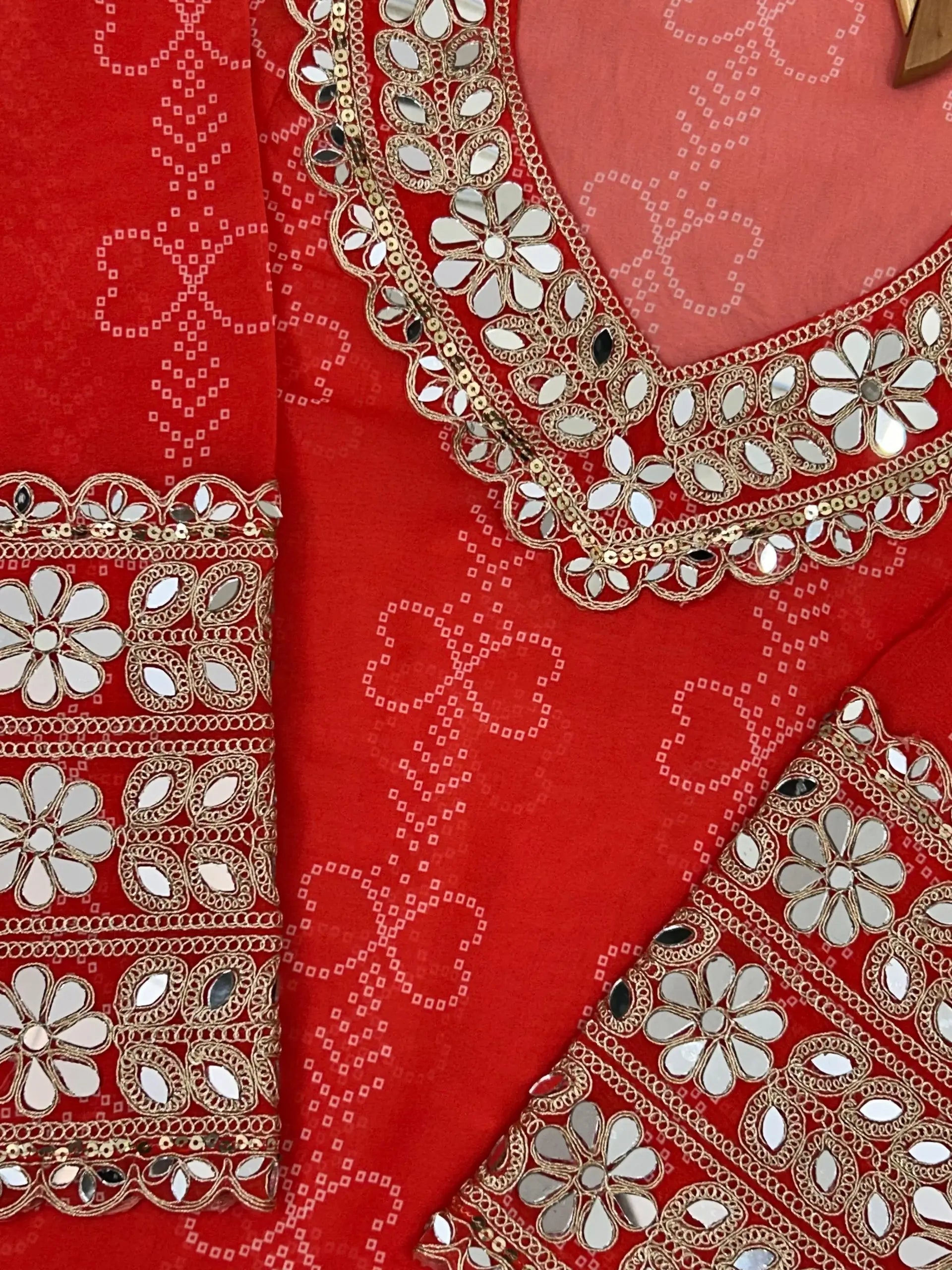 Embroidered Faux Georgette Anarkali Kurti Pant Set with Bustier