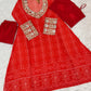 Embroidered Faux Georgette Anarkali Kurti Pant Set with Bustier