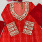 Embroidered Faux Georgette Anarkali Kurti Pant Set with Bustier
