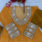 Embroidered Faux Georgette Anarkali Kurti Pant Set with Bustier