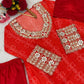 Embroidered Faux Georgette Anarkali Kurti Pant Set with Bustier
