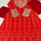 Embroidered Faux Georgette Anarkali Kurti Pant Set with Bustier