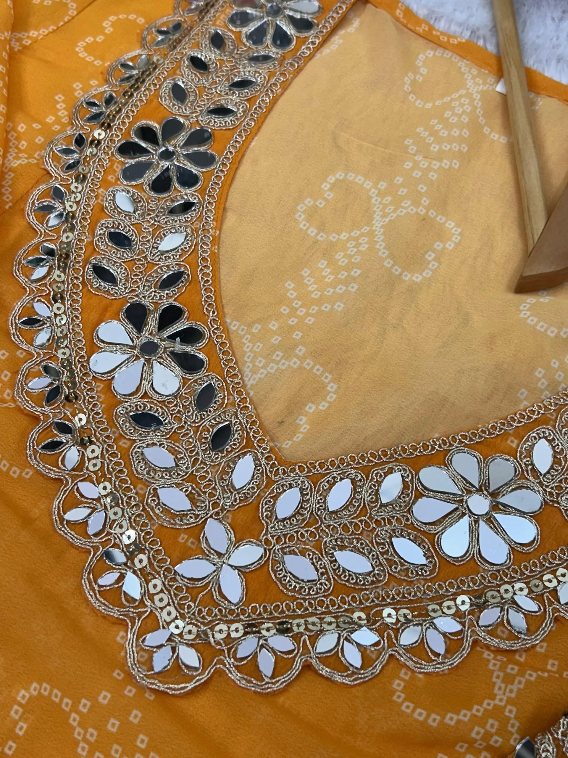 Embroidered Faux Georgette Anarkali Kurti Pant Set with Bustier