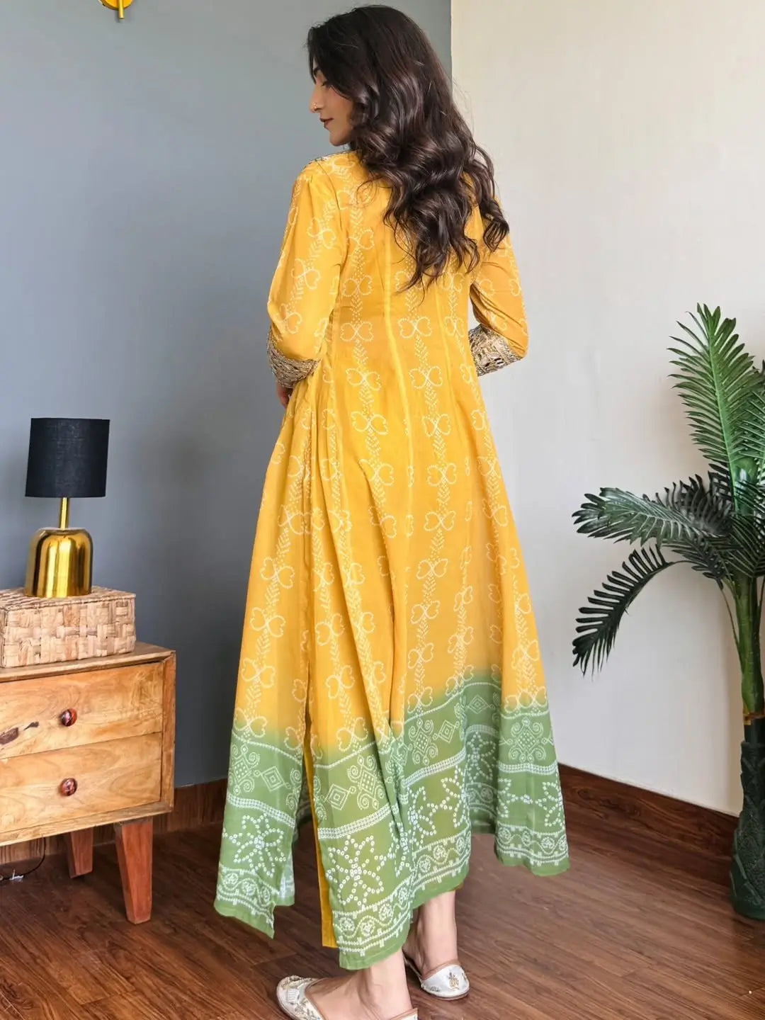 Embroidered Faux Georgette Anarkali Kurti Pant Set with Bustier