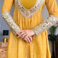 Embroidered Faux Georgette Anarkali Kurti Pant Set with Bustier