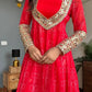 Embroidered Faux Georgette Anarkali Kurti Pant Set with Bustier