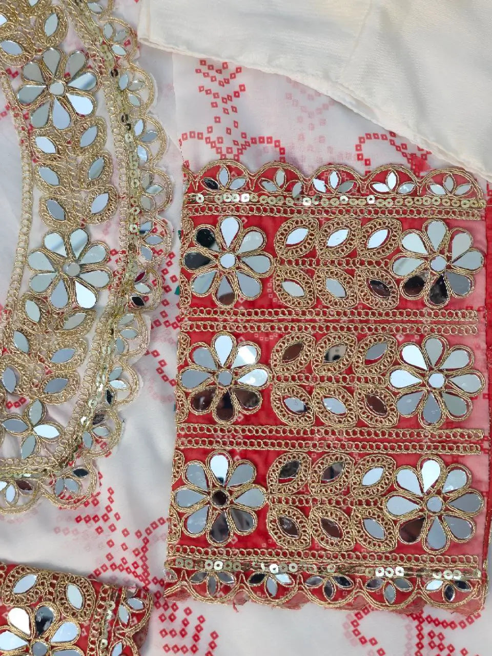 Embroidered Faux Georgette Anarkali Kurti Pant Set with Bustier
