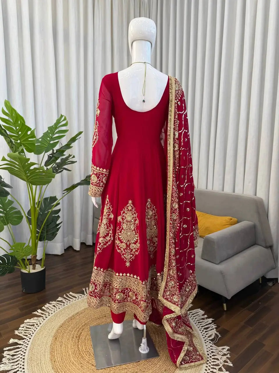 Embroidered Faux Georgette Anarkali Set with Dupatta
