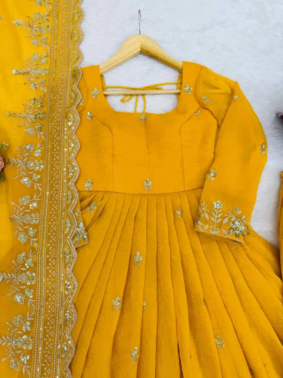 Embroidered Faux Georgette Anarkali Set with Dupatta