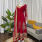 Embroidered Faux Georgette Anarkali Set with Dupatta