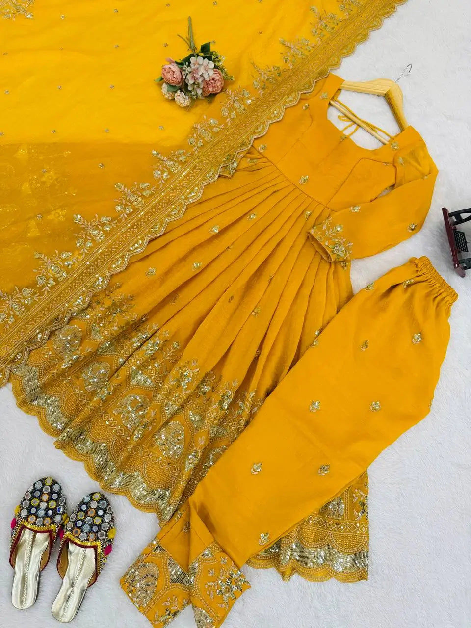 Embroidered Faux Georgette Anarkali Set with Dupatta