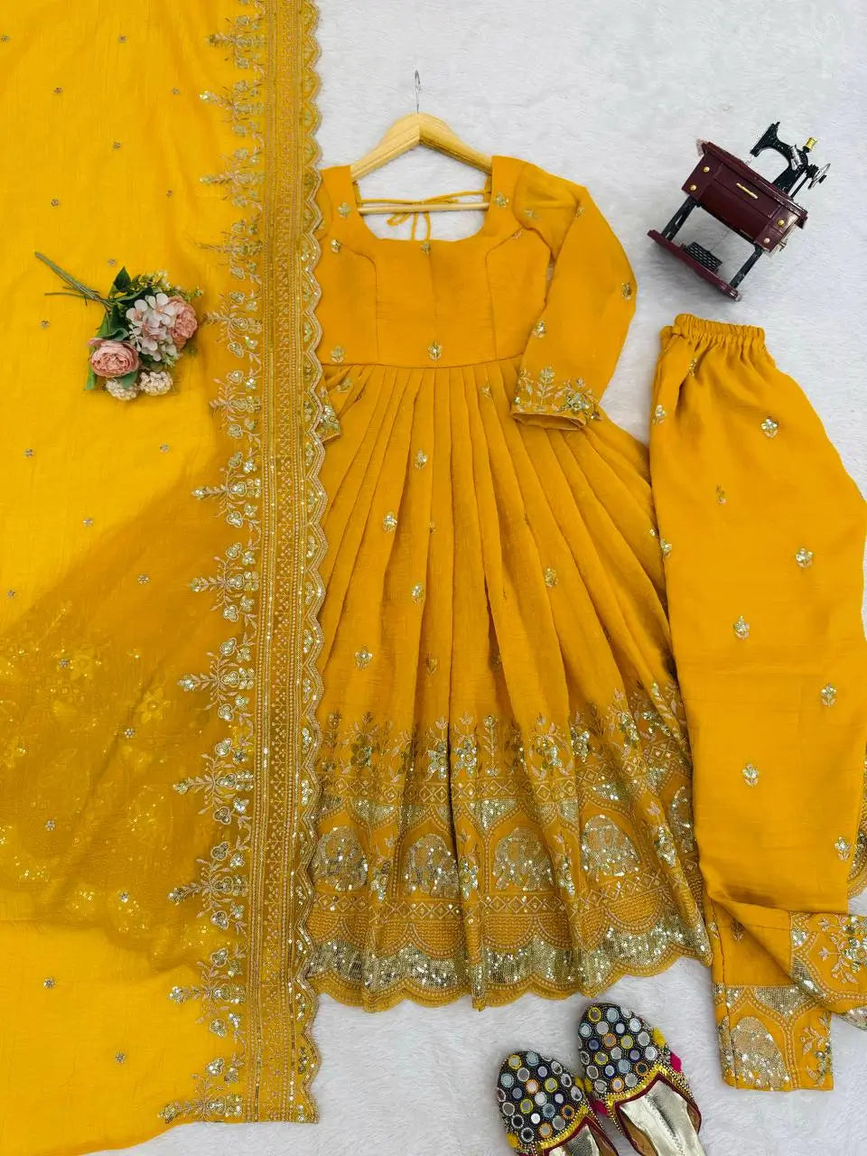 Embroidered Faux Georgette Anarkali Set with Dupatta