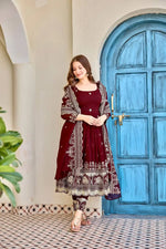 Embroidered Faux Georgette Anarkali Set with Dupatta