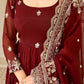 Embroidered Faux Georgette Anarkali Set with Dupatta