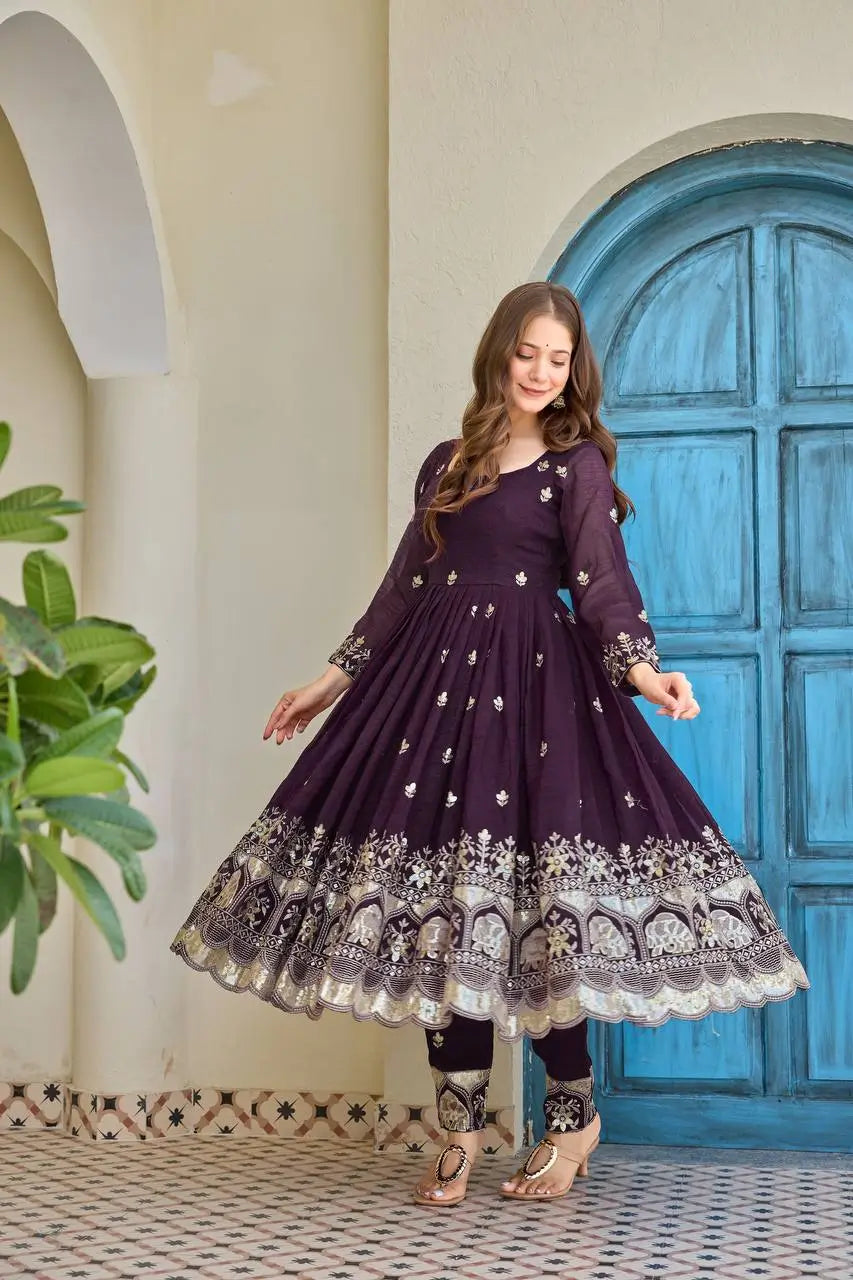 Embroidered Faux Georgette Anarkali Set with Dupatta