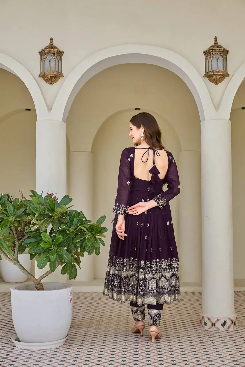 Embroidered Faux Georgette Anarkali Set with Dupatta