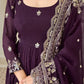 Embroidered Faux Georgette Anarkali Set with Dupatta