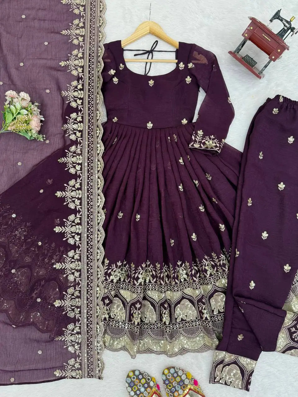 Embroidered Faux Georgette Anarkali Set with Dupatta