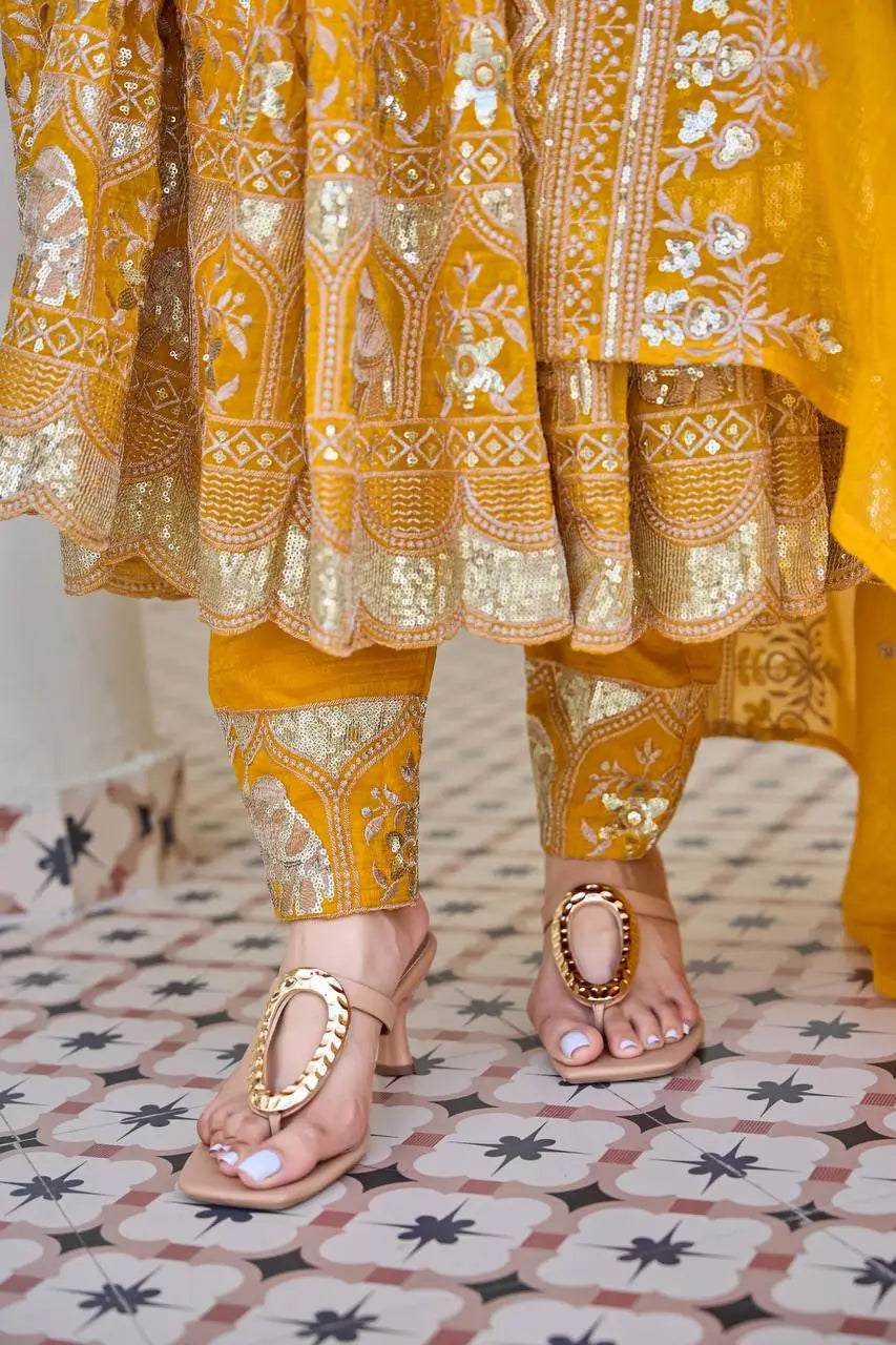 Embroidered Faux Georgette Anarkali Set with Dupatta