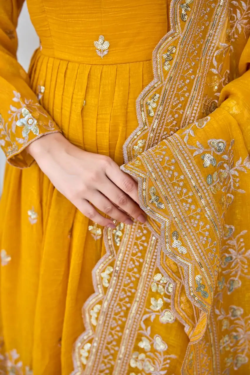 Embroidered Faux Georgette Anarkali Set with Dupatta