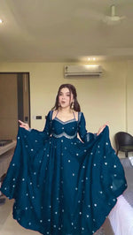 Embroidered Faux Georgette Anarkali Set