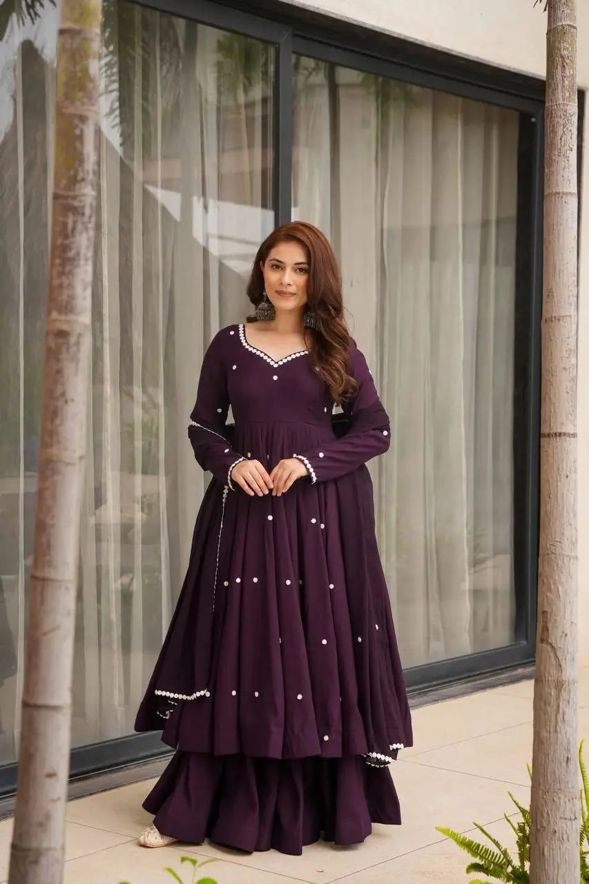Embroidered Faux Georgette Anarkali Suit Set