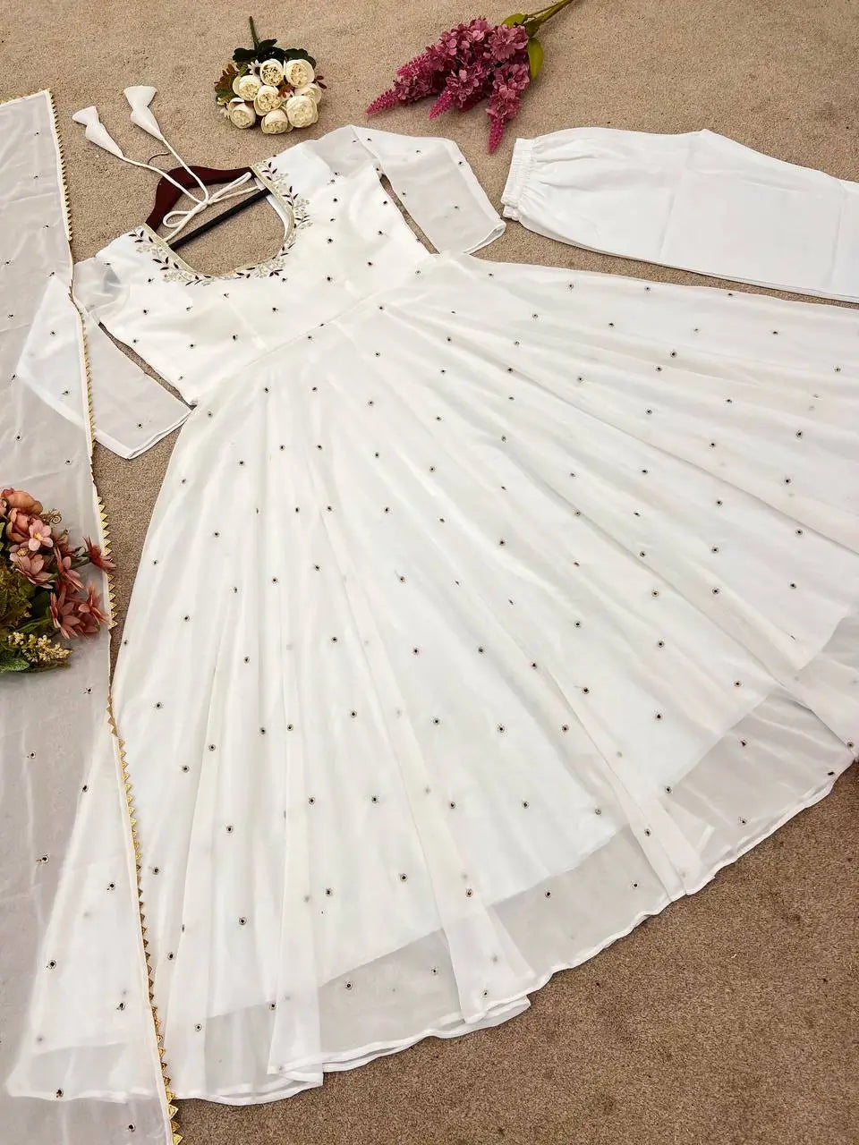 Embroidered Faux Georgette Anarkali Suit with Dupatta