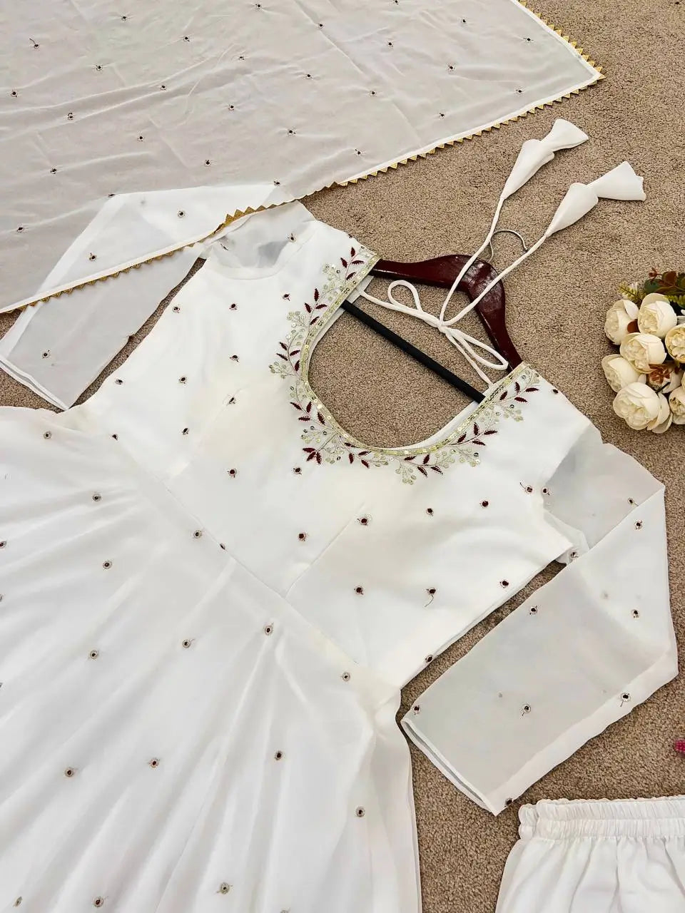 Embroidered Faux Georgette Anarkali Suit with Dupatta