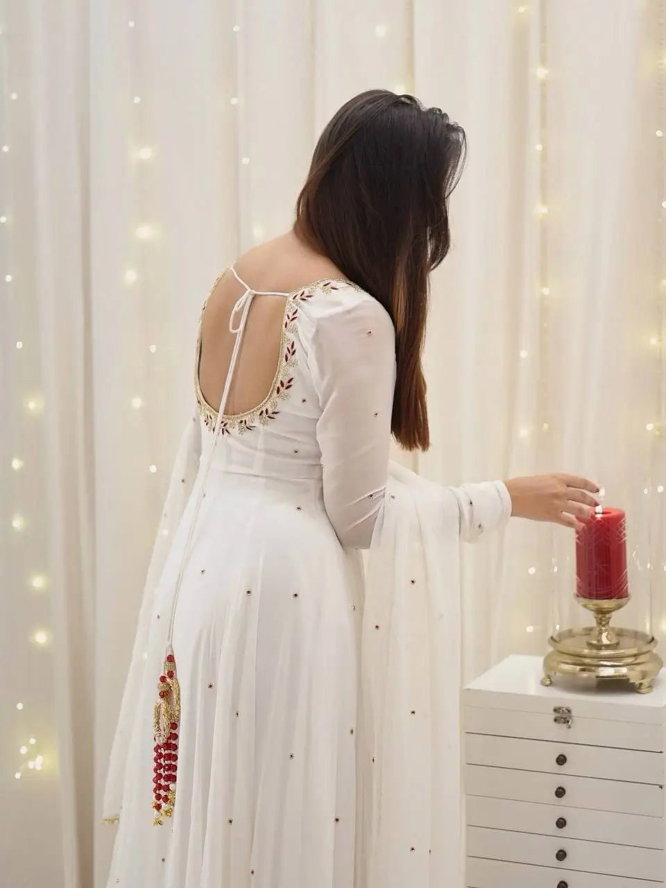 Embroidered Faux Georgette Anarkali Suit with Dupatta