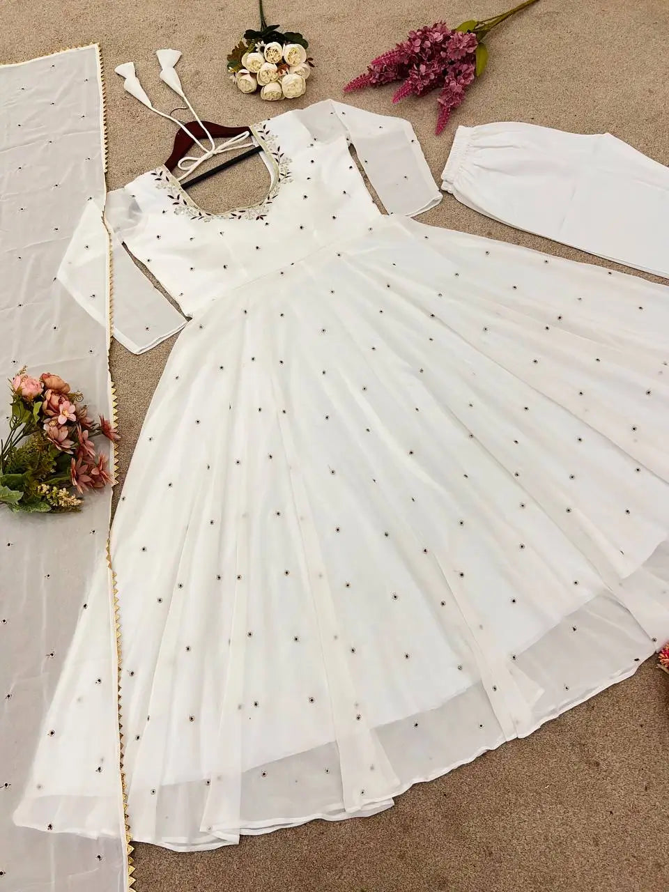 Embroidered Faux Georgette Anarkali Suit with Dupatta