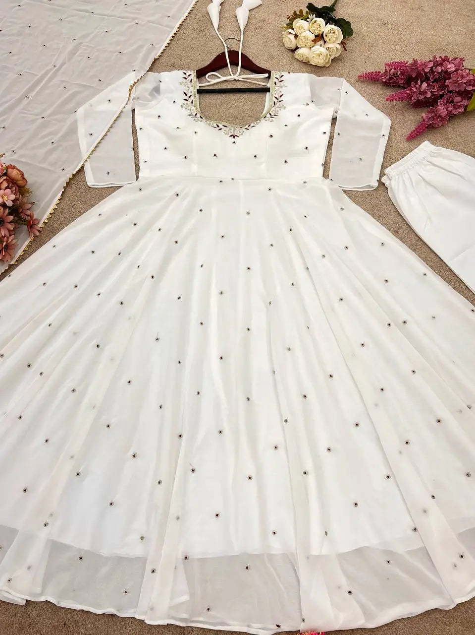 Embroidered Faux Georgette Anarkali Suit with Dupatta