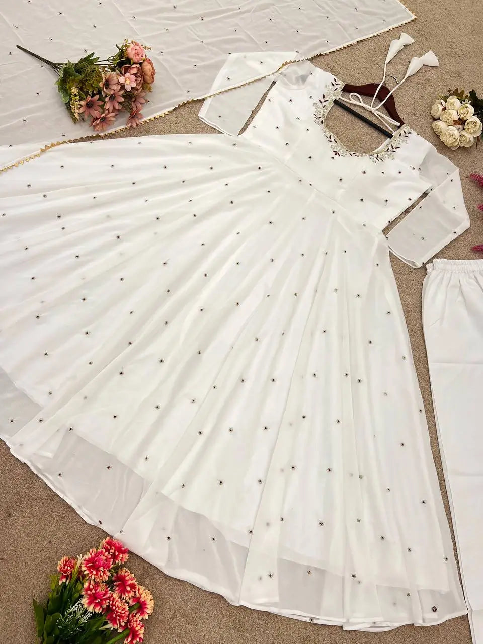 Embroidered Faux Georgette Anarkali Suit with Dupatta