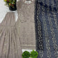 Embroidered Faux Georgette Gharara Suit Set with Dupatta