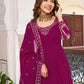 Embroidered Faux Georgette Gown Set